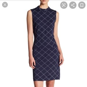 {Sharagano} Windowpane Sleeveless Dress